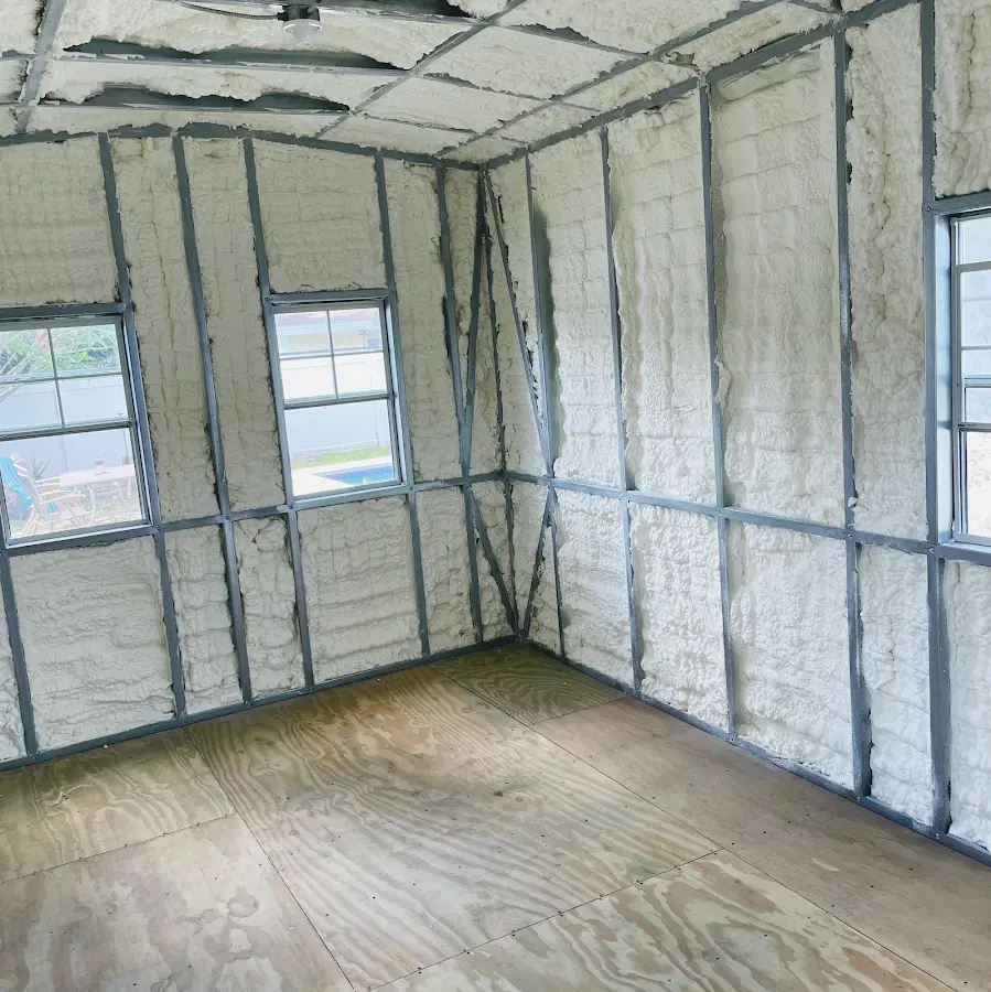 Closed-cell spray foam insulation applied to wall cavities in a residential project in Lomita